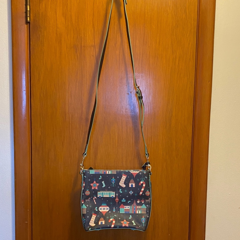 Dooney & Bourke Black Crossbody Bag with Festive Design